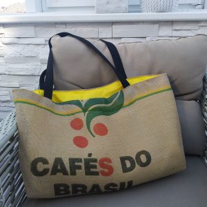 Jutová taška – Cafés do Brasil žlutá