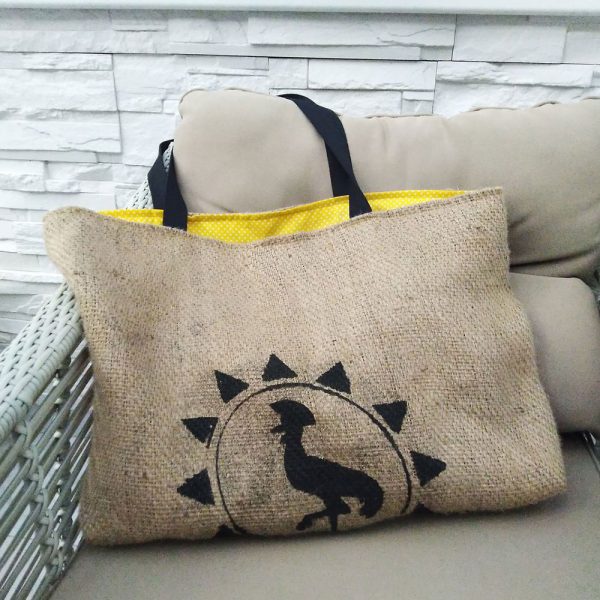 Jutová taška – Slunce a kohout žlutá