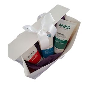 Dárkové balení produktů KINESIS pro sportovce - šampon, hřejivý a chladivý gel